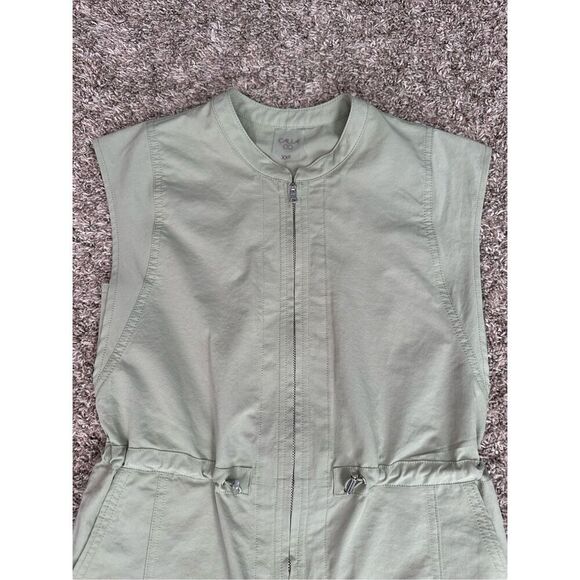 Calia Women’s XXS Unbleached Soft Utility Beach Romper Utility Green Zip Front - Picture 10 of 11